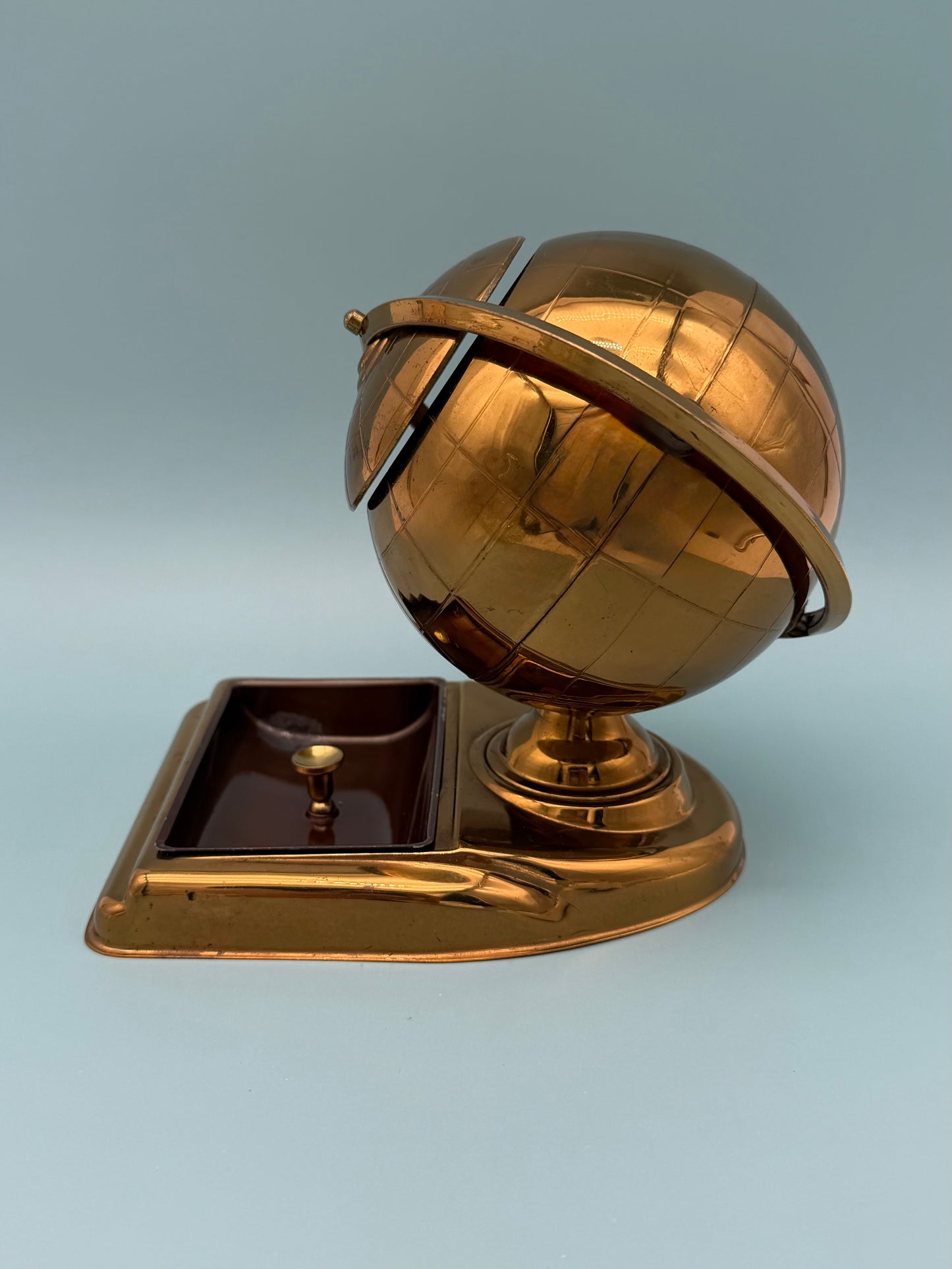 Vintage Brass Globe Cigarette Holder & Ashtray