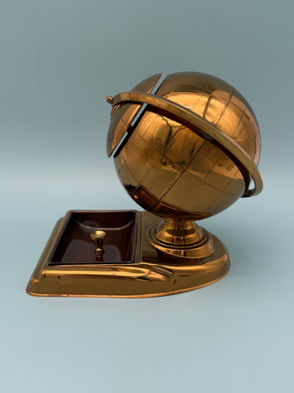 Vintage Brass Globe Cigarette Holder & Ashtray