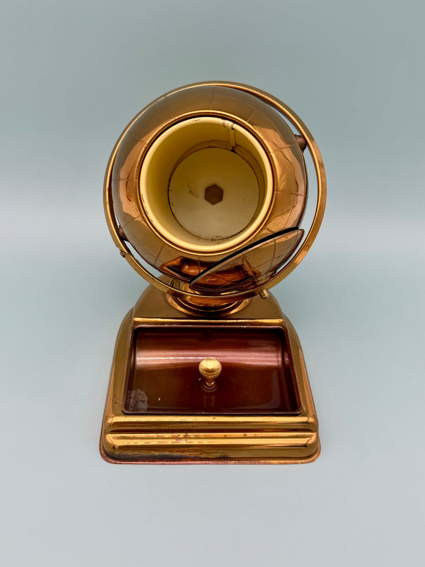 Vintage Brass Globe Cigarette Holder & Ashtray