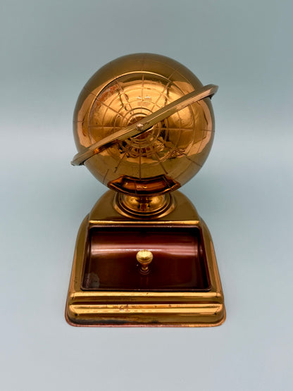 Vintage Brass Globe Cigarette Holder & Ashtray