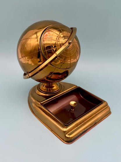 Vintage Brass Globe Cigarette Holder & Ashtray