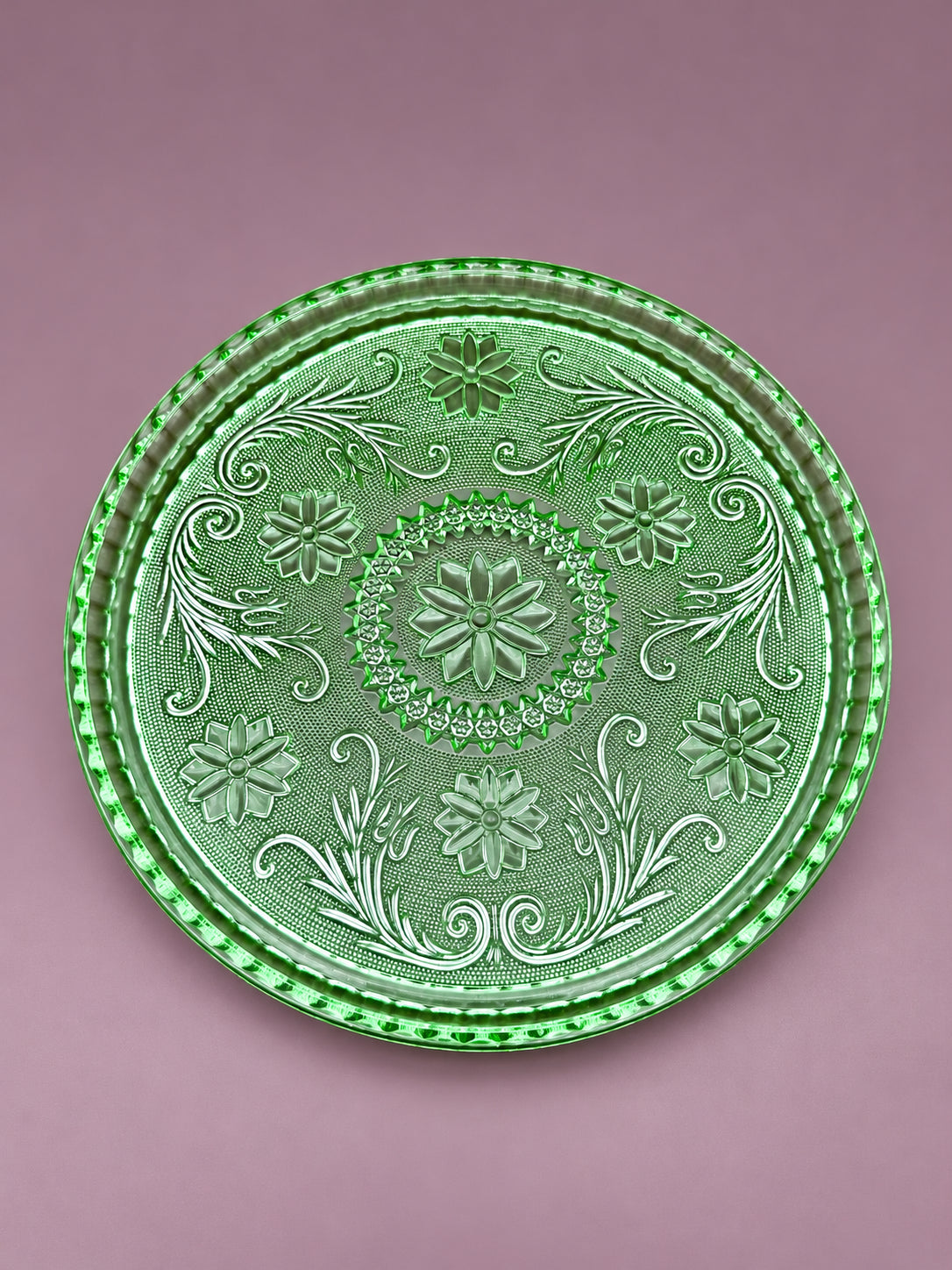Sage Set matching green pressed glass serving tray