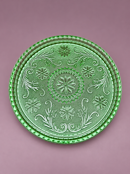 Sage Set matching green pressed glass serving tray