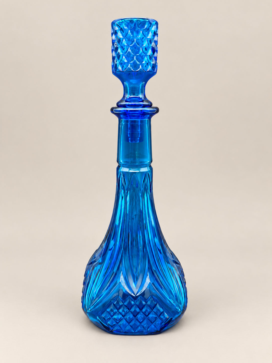 Vesper cobalt blue glass decanter reverse view